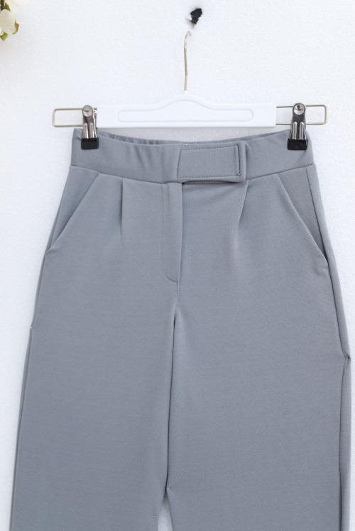waisted Cırtcırt Detay Boru Trotter Fabric Pantalon -Grey