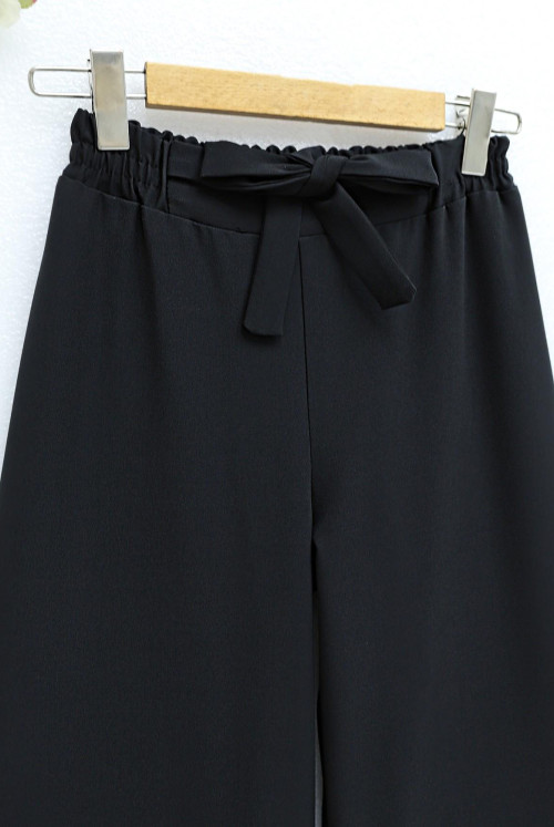 Double Fabric waisted Belted Plentiful Trotter Pants -Black