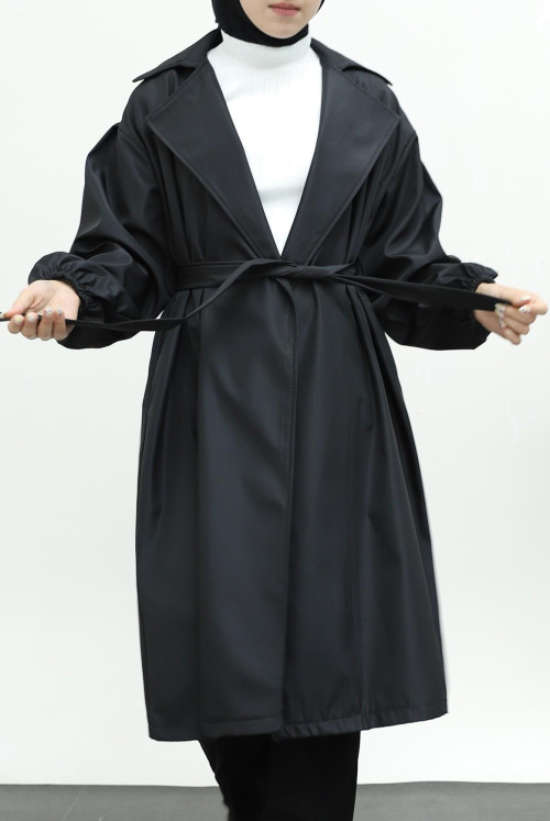 Düğmesiz Arched Standard Bonding Women-Jackets  -Black