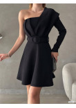 Arched Scarf Omuzlu One Pcs Arm Dress -Black