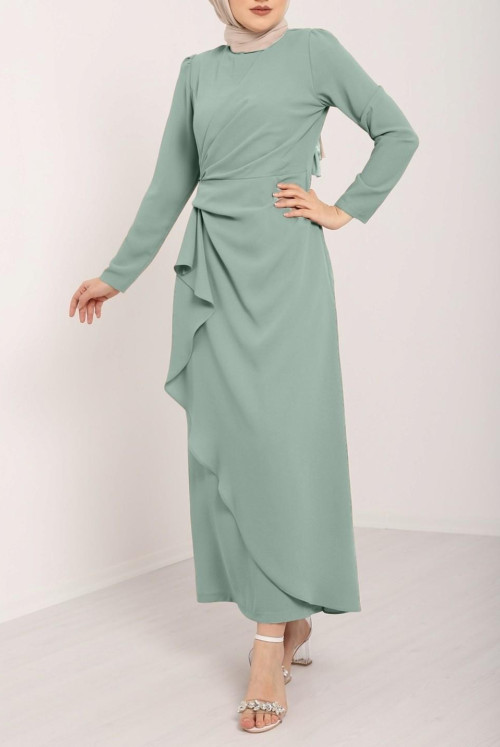 Its Allerli skirt Asymmetric Crepe Dress    -Mint