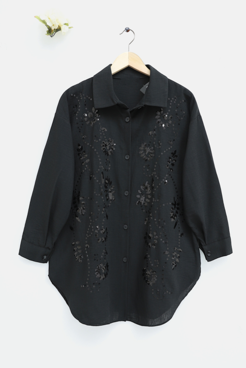 Its Pul and Embroidered Linen Tunics -Black