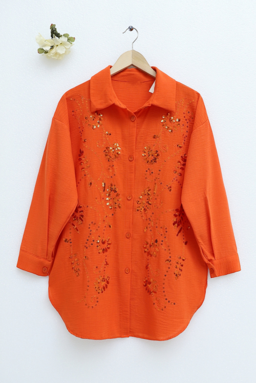 Its Pul and Embroidered Linen Tunics -Orange