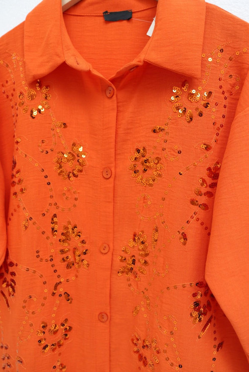 Its Pul and Embroidered Linen Tunics -Orange