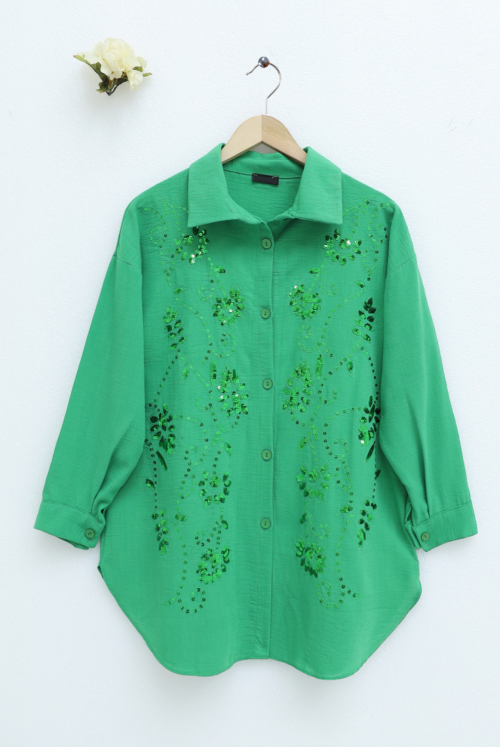 Its Pul and Embroidered Linen Tunics -Green
