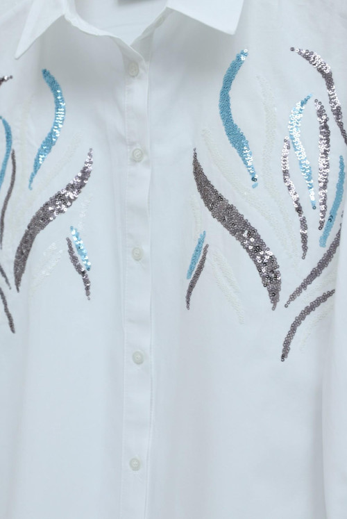 Pul Payet Inlaid Cotton Poplin Shirt  -White