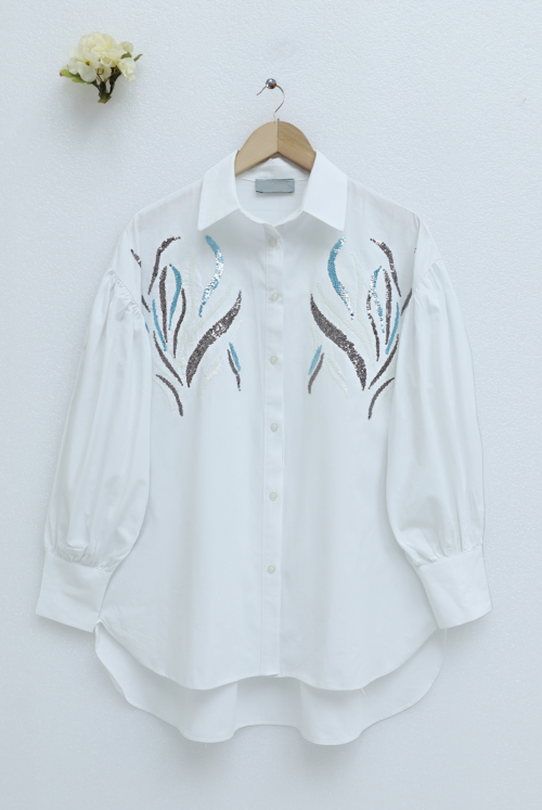 Pul Payet Inlaid Cotton Poplin Shirt  -White