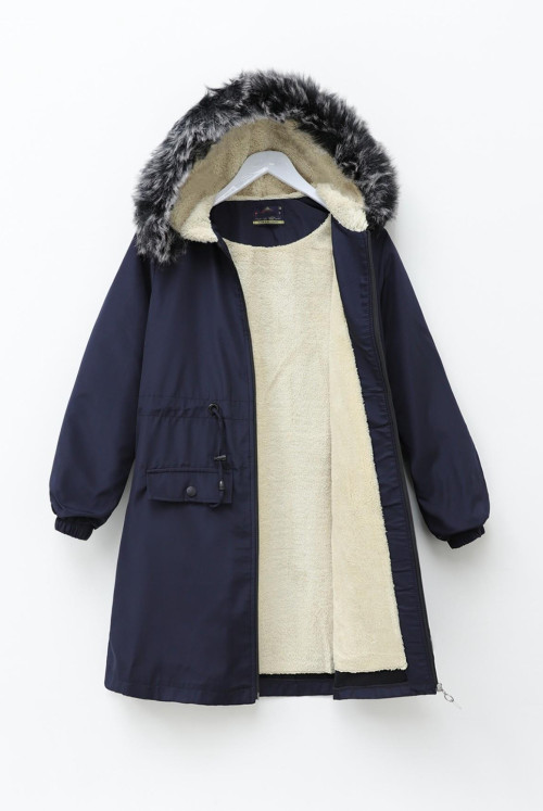 Constant Hooded Inside Furry Bondit Coat -Laci