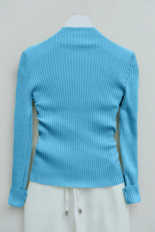 Half Throat Fitilli Knitwear Sweater -turquoise