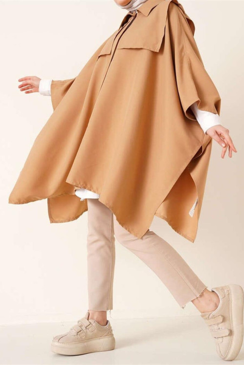 epaulets from end Button poncho -Mink