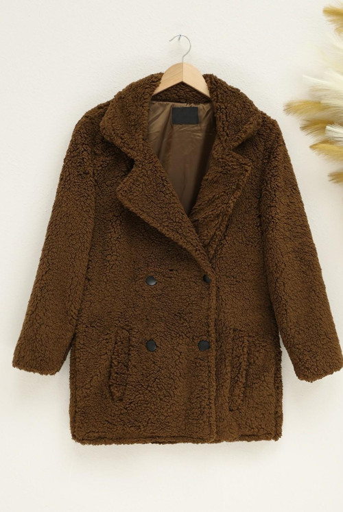Lined Plush Jacket -Brown
