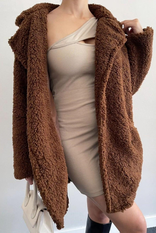 Lined Plush Jacket -Brown