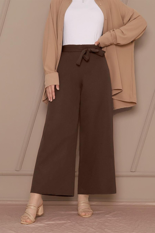 waisted Laced Double Plentiful Trotter Pants -Brown