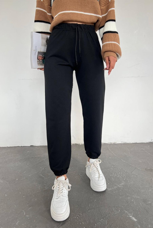waisted Laced Track suit Six -Black