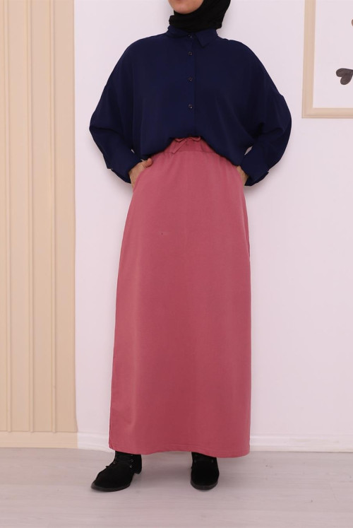 waisted Laced Elastic Double Pocket Penye Skirt -G.Kurusu