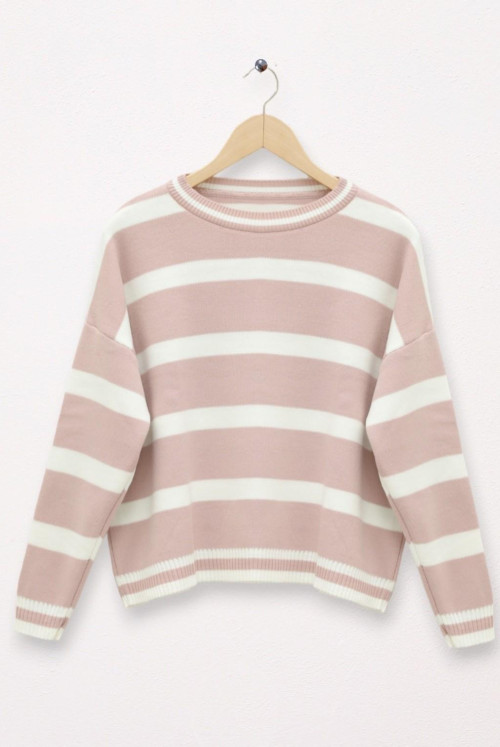 Bicycle Collar down at heels Knitwear Sweater -Light Pink
