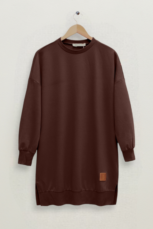 Bicycle Collar slit Crested Sweat -Brown
