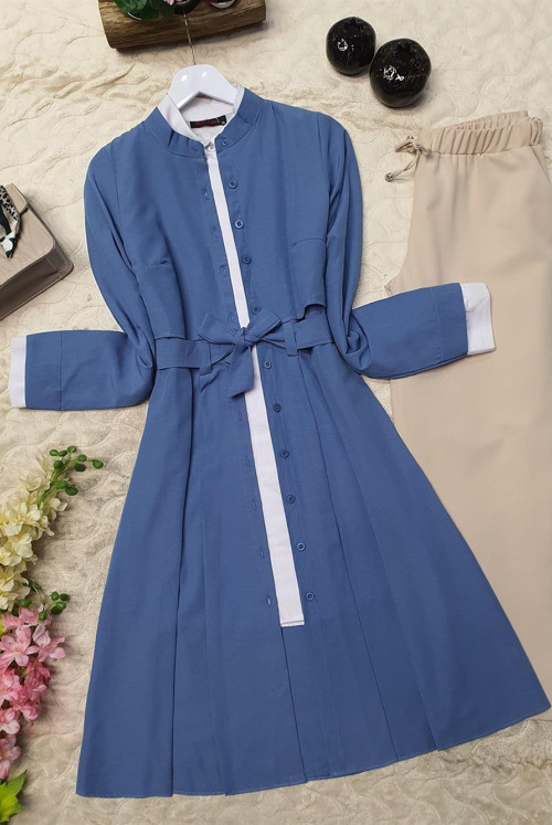 Bolerolu Summery Linen Women-Jackets -Blue