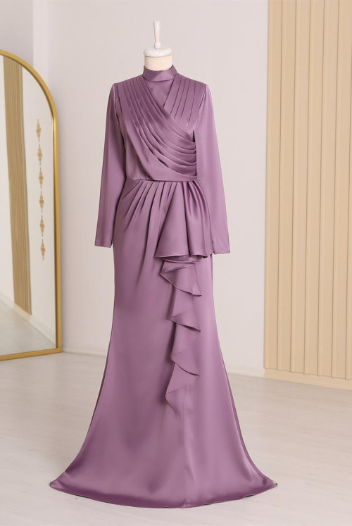 skirt Frilly Its Drapeli Satin Evening Dress -Lila