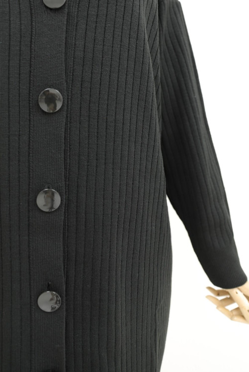 Fitilli Button Long Knitwear Cardigan -Black