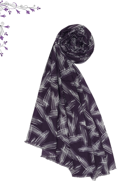 Karalama Desen Winter Cotton Wrap -Purple