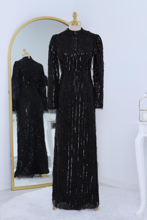 Pul Payet Inlaid Evening Dress -Black