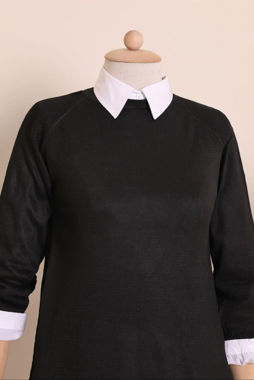 Reglan Arm Flat Knitwear Tunics -Black