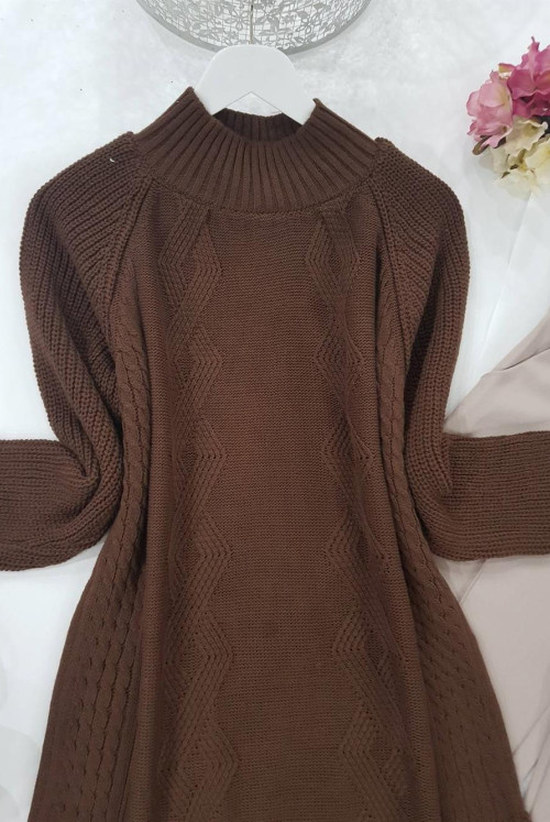 Saç Knitting Knitwear Tunics -Brown