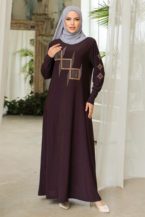 Amaya stony Hijab Dress 832 - Damson