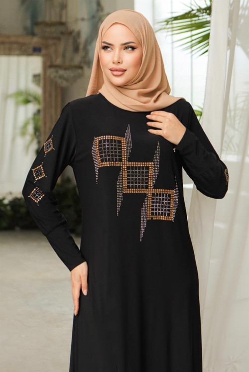 Amaya stony Hijab Dress 832 - Black