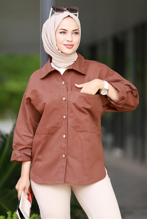 Belen Kapak Pockets Shirt 585 - Brown
