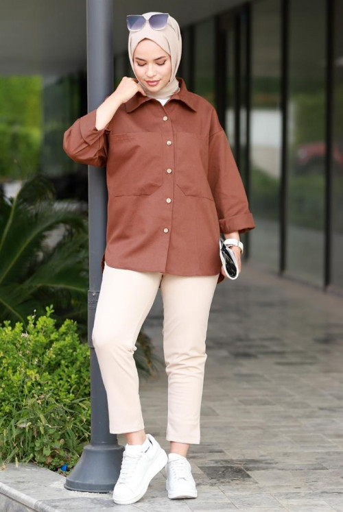 Belen Kapak Pockets Shirt 585 - Brown