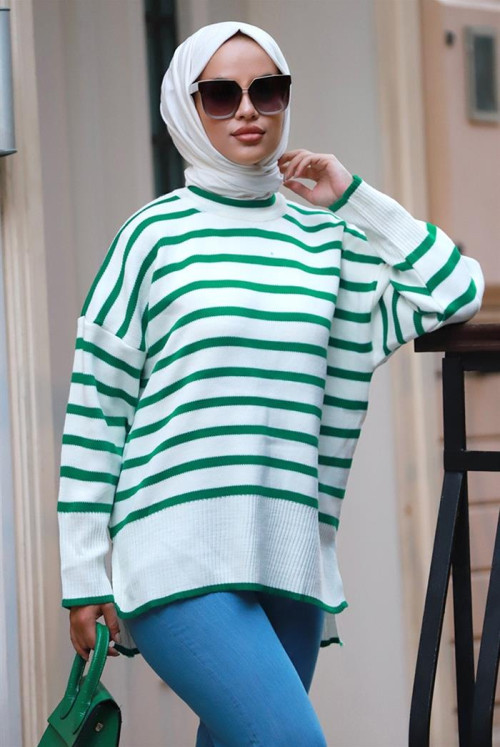 Elser Yarasa Arm Knitwear Tunics 578 - Green