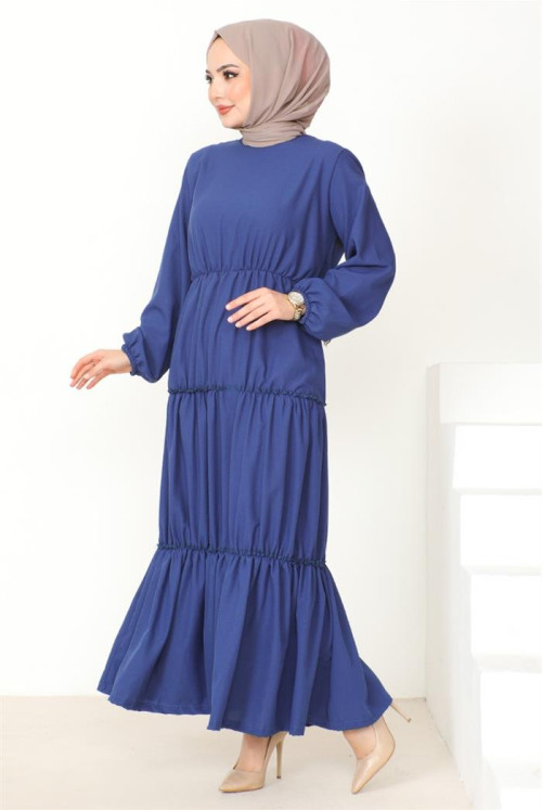 Evza Kat Kat Hijab Dress 863 - Navy blue