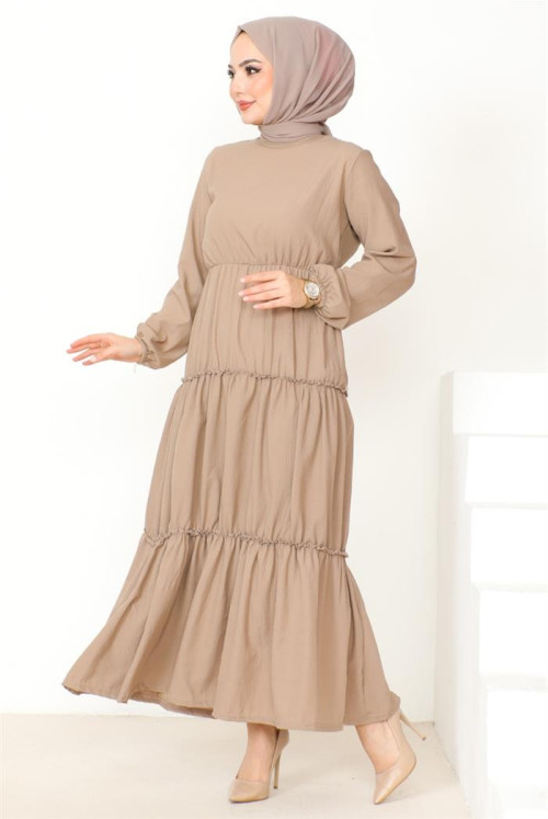 Evza Kat Kat Hijab Dress 863 - Mink