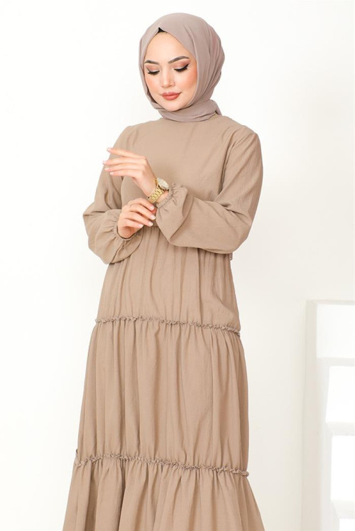 Evza Kat Kat Hijab Dress 863 - Mink