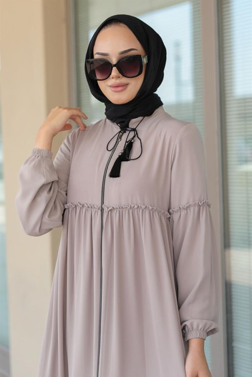 Lal frills Detailed Hijab Abayas 474 - Mink