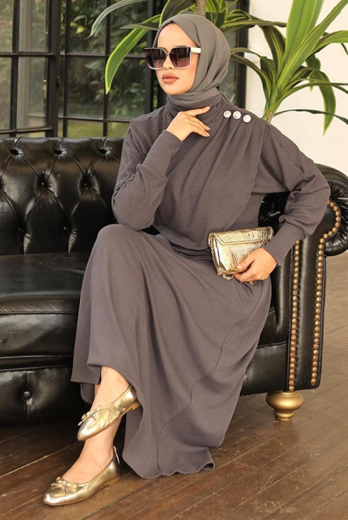 Leyal Hijab Etekli Suit 678 - Grey
