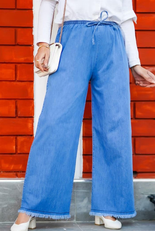 Tassel Detailed Jeans Pants 513 - Light blue