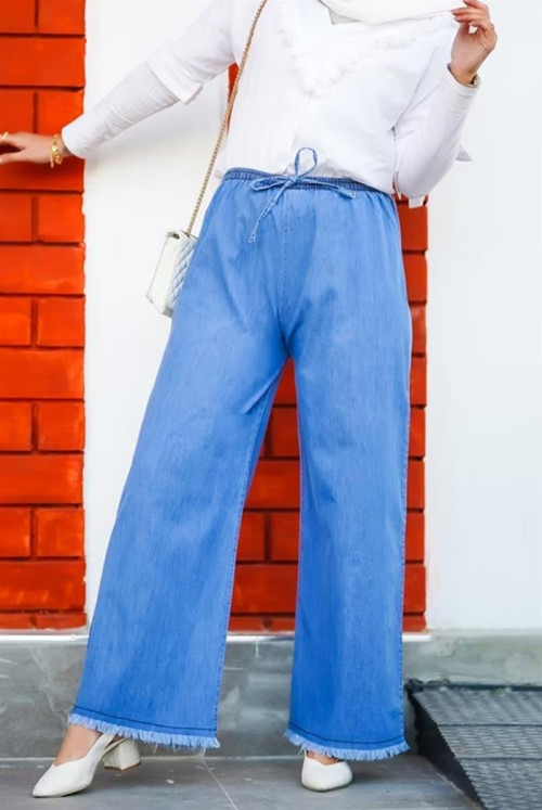 Tassel Detailed Jeans Pants 513 - Light blue