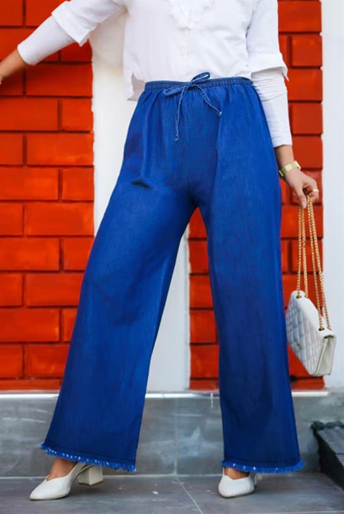 Tassel Detailed Jeans Pants 513 - Dark Blue