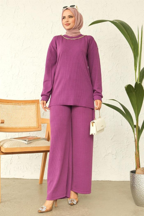 chained Hijab Suit 702 - Purple
