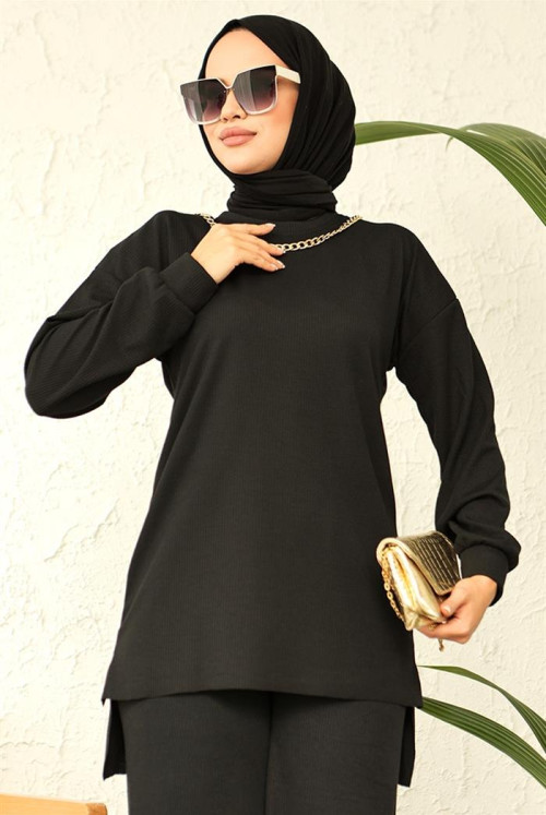 chained Hijab Suit 702 - Black