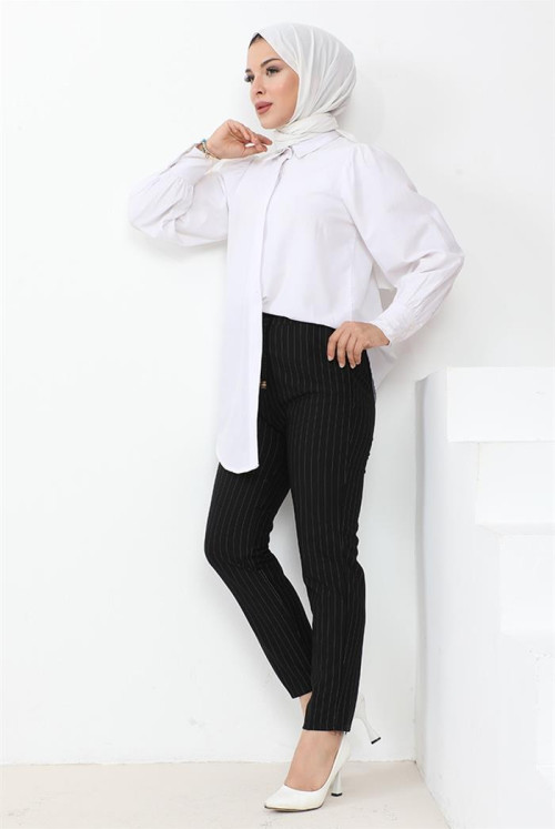 Zümra Striped Pants 652 - Black