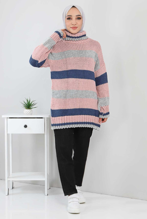 Fisherman Collar Sweater TSD211233 Light Pink