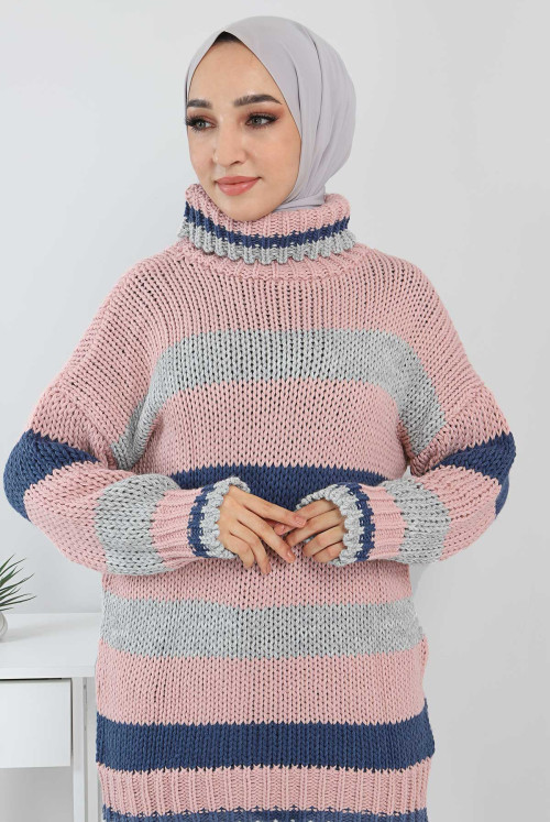 Fisherman Collar Sweater TSD211233 Light Pink
