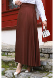 waisted Elastic Pleated Skirt TSD240217 Brown
