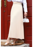 waisted Elastic Pleated Skirt TSD240217 Cream