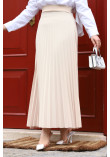 waisted Elastic Pleated Skirt TSD240217 Cream