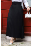 waisted Elastic Pleated Skirt TSD240217 Black